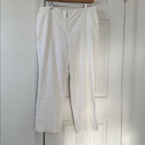Evan Picone White Linen Blend Straight Leg Pants | Women’s Size 14
